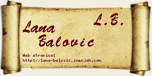 Lana Balović vizit kartica